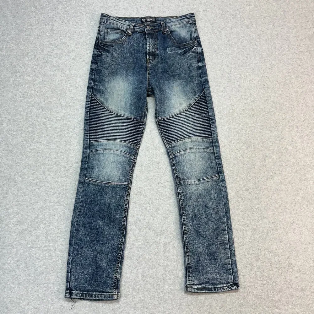 Encrypted Moto Jeans Youth Size 18 Blue Medium Wash Mid Rise Streetwear Straight